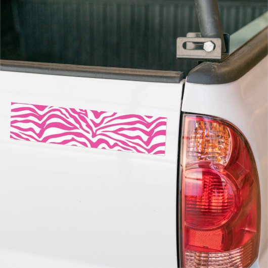 Hot-Roze Zebra print Wild Animal Stripes Bumpersticker (Op Truck)