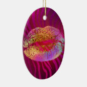 Hot-roze Zebra regenbooggoud Glitter Licht Aangepa Keramisch Ornament (Rechts)