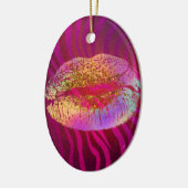 Hot-roze Zebra regenbooggoud Glitter Licht Aangepa Keramisch Ornament (Links)