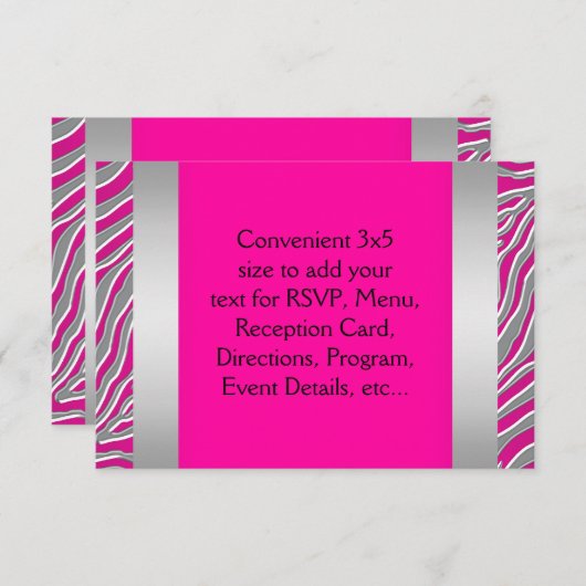 Hot-roze Zebra RSVP (Voorkant / Achterkant)