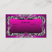 Hot-roze Zebra Silver Diamond Hearts Elegant Visitekaartje (Achterkant)