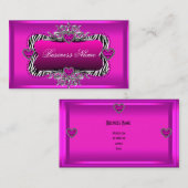 Hot-roze Zebra Silver Diamond Hearts Elegant Visitekaartje (Voorkant / Achterkant)