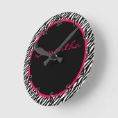 Hot-roze Zebra Stripe Patroon - Aangepaste klok (Hoek)