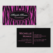Hot-roze Zebra Stripe Visitekaartje (Voorkant / Achterkant)