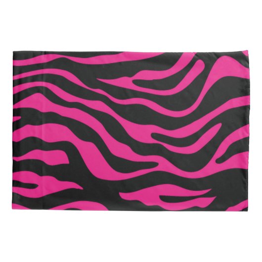 Hot-Roze Zebra Stripes Animal Print Kussensloop (Achterkant)