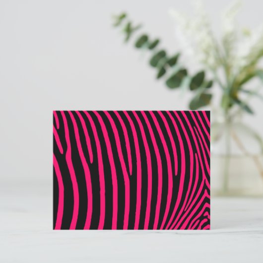 Hot-roze Zebra-stripes Briefkaart (Staand voorkant)