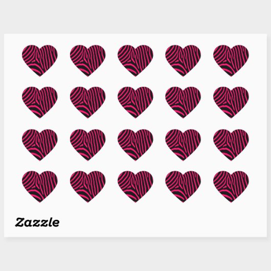 Hot-roze Zebra-stripes Hart Sticker (Vel)