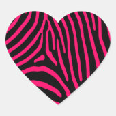 Hot-roze Zebra-stripes Hart Sticker (Voorkant)