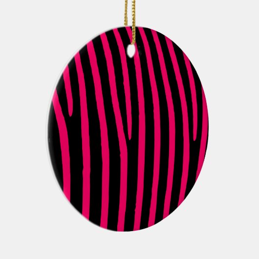 Hot-roze Zebra-stripes Keramisch Ornament (Rechts)
