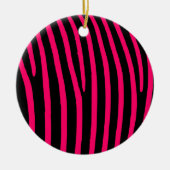Hot-roze Zebra-stripes Keramisch Ornament (Voorkant)