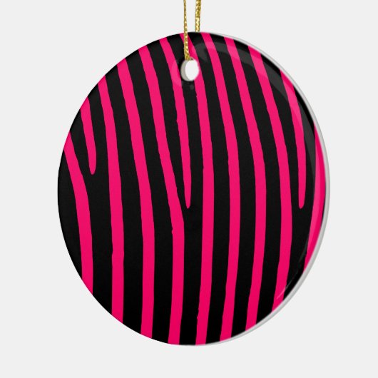 Hot-roze Zebra-stripes Keramisch Ornament (Links)