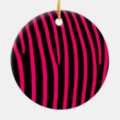 Hot-roze Zebra-stripes Keramisch Ornament (Achterkant)