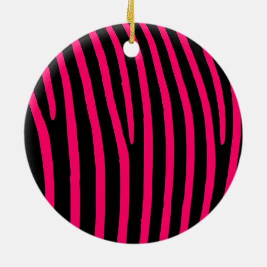 Hot-roze Zebra-stripes Keramisch Ornament (Achterkant)