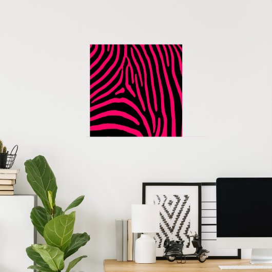 Hot-roze Zebra-stripes Poster (Thuiskantoor)