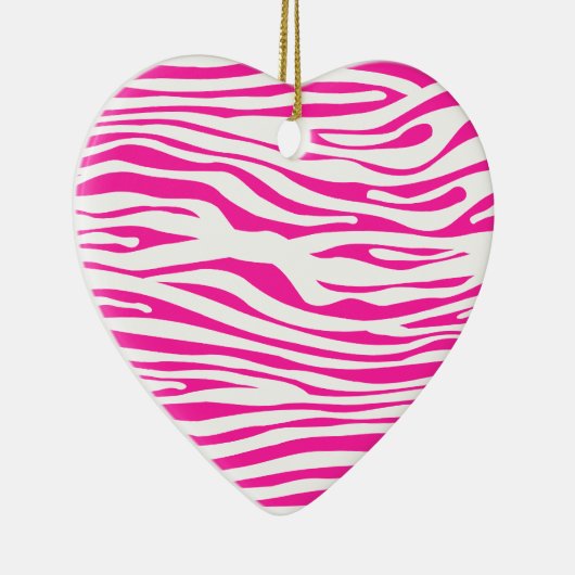 Hot-roze Zebra strips, dierlijke afdruk Keramisch Ornament (Rechts)