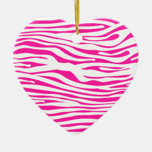 Hot-roze Zebra strips, dierlijke afdruk Keramisch Ornament