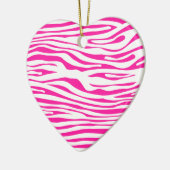 Hot-roze Zebra strips, dierlijke afdruk Keramisch Ornament (Links)