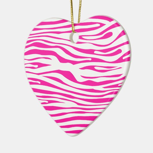 Hot-roze Zebra strips, dierlijke afdruk Keramisch Ornament (Links)