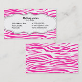 Hot-roze Zebra strips, dierlijke afdruk Visitekaartje (Voorkant / Achterkant)