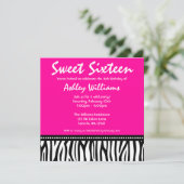 Hot-roze Zebra Sweet 16 Kaart (Staand voorkant)
