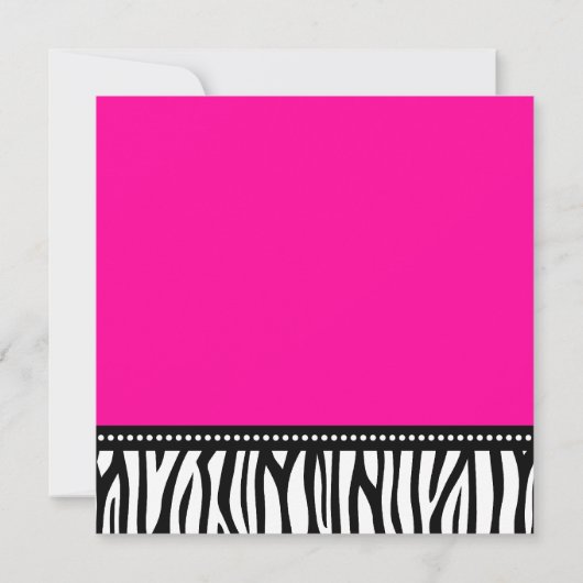 Hot-roze Zebra Sweet 16 Kaart (Achterkant)