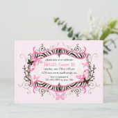 Hot-roze Zebra Sweet 16 Kaart (Staand voorkant)