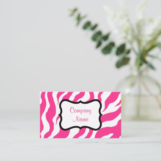 Hot-roze Zebra Visitekaartje (Staand voorkant)
