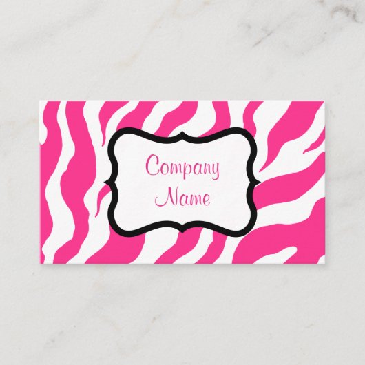 Hot-roze Zebra Visitekaartje (Voorkant)