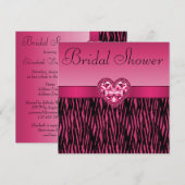 Hot-roze zebrastripes en Vrijgezellenfeest met bui Kaart (Voorkant / Achterkant)