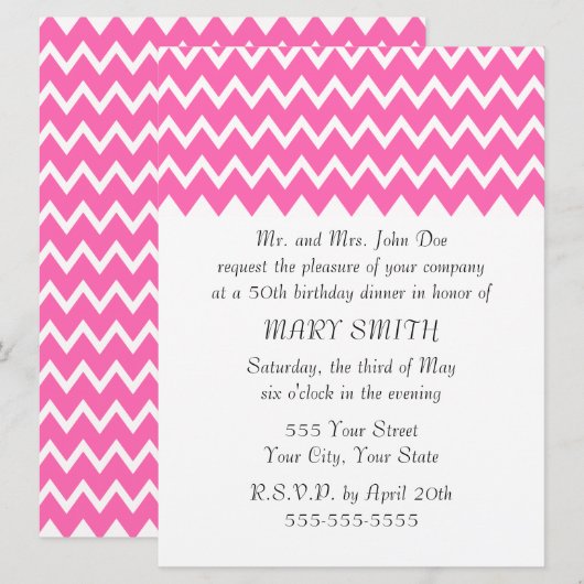 Hot-roze Zigzag Patroon Kaart (Voorkant / Achterkant)