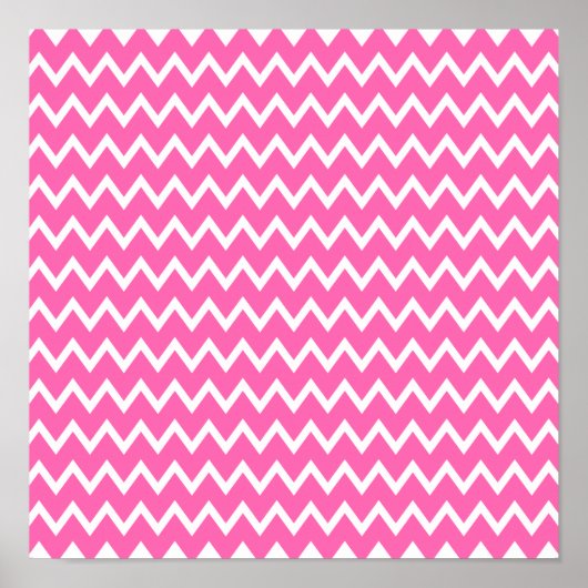 Hot-roze Zigzag Patroon Poster (Voorkant)