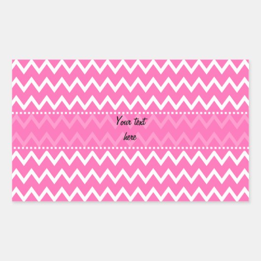 Hot-roze Zigzag Patroon Rechthoekige Sticker (Voorkant)