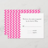 Hot-roze Zigzag Patroon RSVP Kaartje (Voorkant / Achterkant)