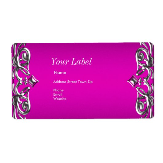 Hot Roze Zilver Label Adres (Voorkant)