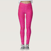 Hot Roze & Zilveren Glitter Polka Dots Leggings (Voorkant)