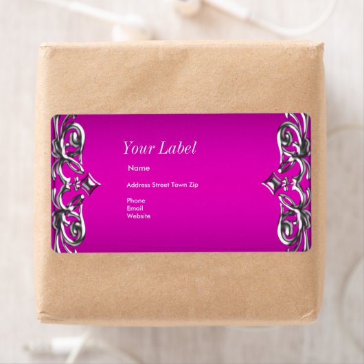 Hot roze zilveren label adres (Insitu)
