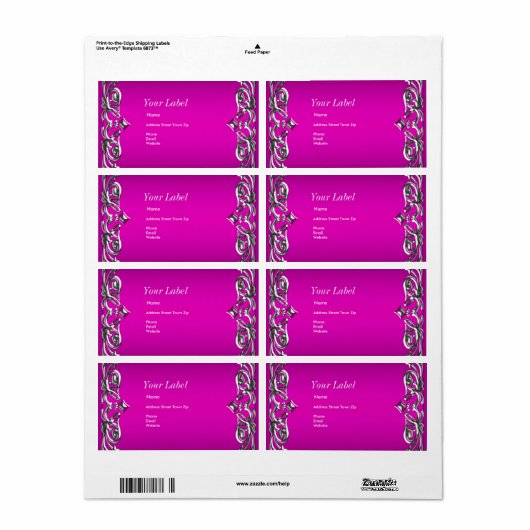 Hot roze zilveren label adres (Full Sheet)