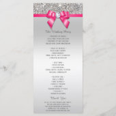 Hot Roze Zilveren Sequin Diamond Bow Wedding Progr Programmakaart (Achterkant)