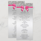 Hot Roze Zilveren Sequin Diamond Bow Wedding Progr Programmakaart (Voorkant / Achterkant)