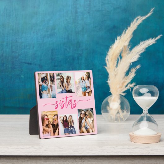 Hot roze zussen 6 foto collage Keepsake Gift Fotoplaat (Insitu)