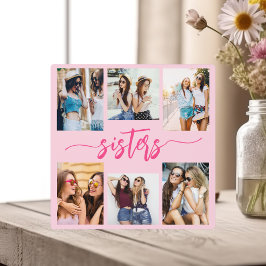 Hot roze zussen 6 foto collage Keepsake Gift Fotoplaat