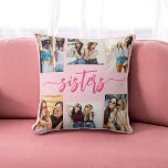 Hot roze zussen 6 foto collage Keepsake Gift Kussen<br><div class="desc">Leg de band van zusterschap vast met de Hot Pink Sisters 6 Photo Collage Keepsake Gift Sierkussen. Dit gepersonaliseerde kussen heeft een levendig, heet roze design en een prachtig gerangschikte collage van zes gekoesterde foto's, die onvergetelijke momenten tussen zussen vieren. Gemaakt van hoogwaardige materialen, voegt het een stijlvolle en sentimentele...</div>
