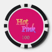 Hot Roze zwart 100 gestreepte poker chip (Voorkant)