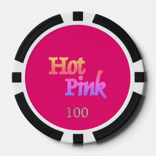 Hot Roze zwart 100 gestreepte poker chip (Voorkant)
