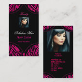 Hot Roze Zwart 2 ZEBRA Vouw Over Beauty haar Salon Visitekaartje (Voorkant / Achterkant)