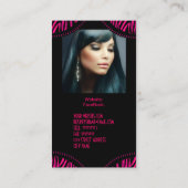 Hot Roze Zwart 2 ZEBRA Vouw Over Beauty haar Salon Visitekaartje (Achterkant)