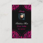 Hot Roze Zwart 2 ZEBRA Vouw Over Beauty haar Salon Visitekaartje (Voorkant)