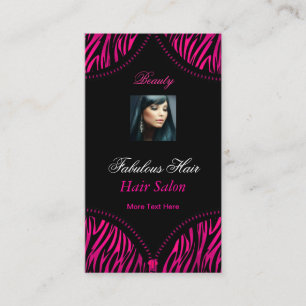 Hot Roze Zwart 2 ZEBRA Vouw Over Beauty haar Salon Visitekaartje