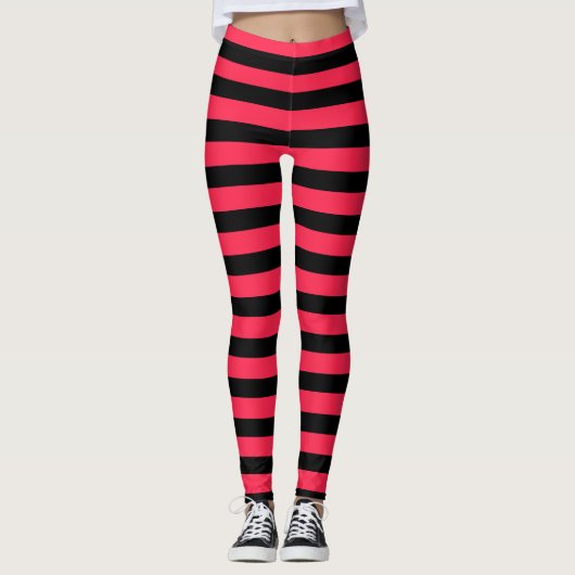 Hot roze zwart aardbei kostuum halloween streep leggings (Voorkant)