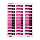 Hot roze & zwart Afstuderen retour adreslabels Etiket (Full Sheet)